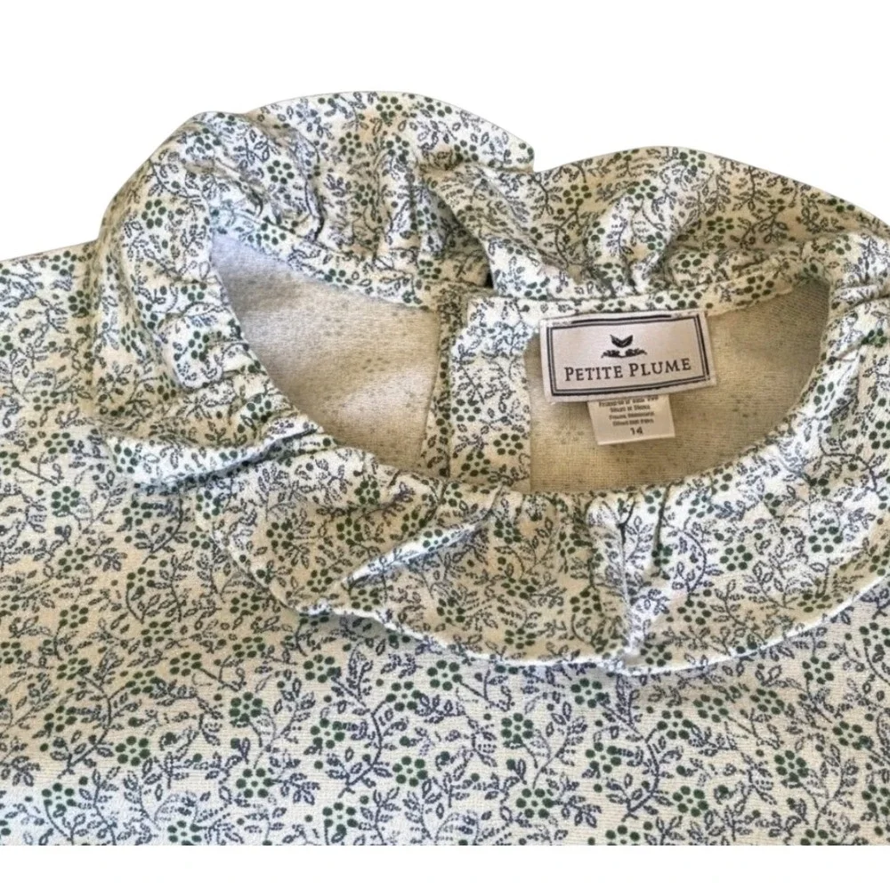 PETITE PLUME Scarlett Nightgown Gown STAFFORD FLORAL White w/Blue-Green GIRLS 14